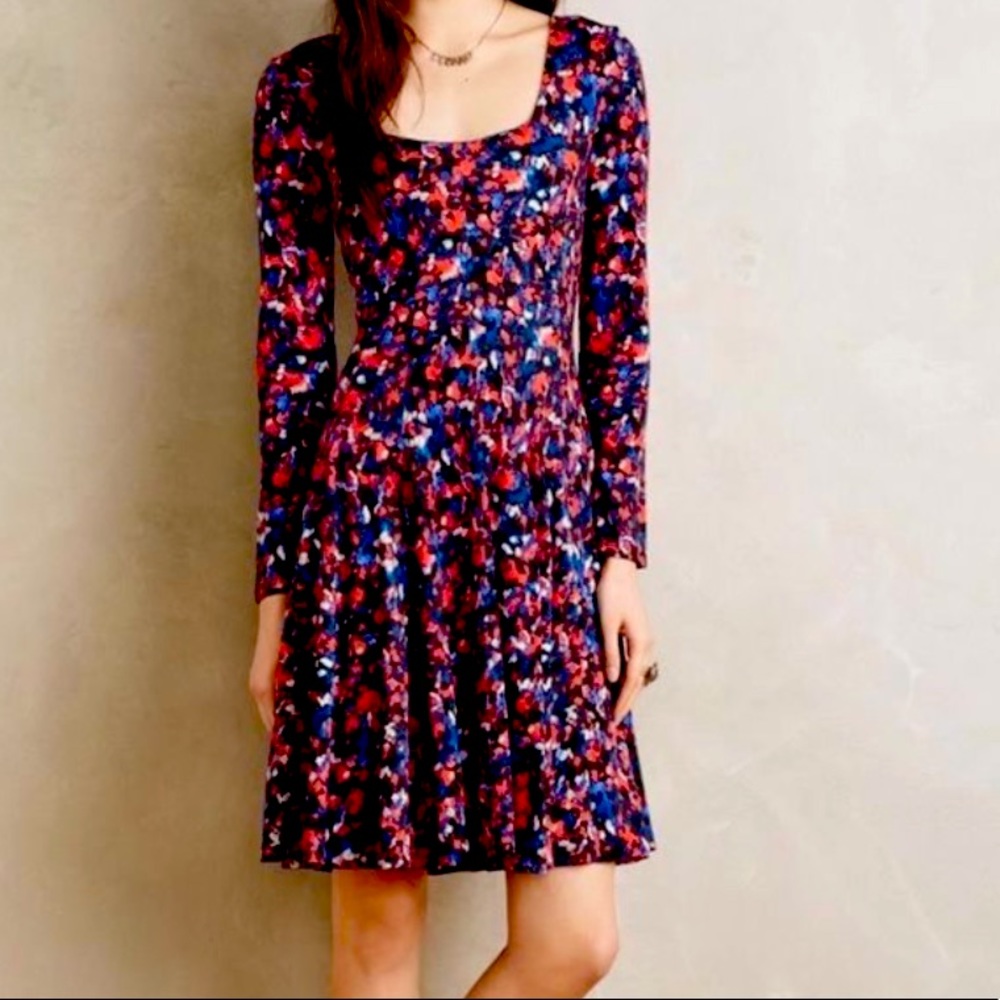 EUC Like New Anthropologie HD in Paris Saraid Abstract Dress Fit & Flare Floral